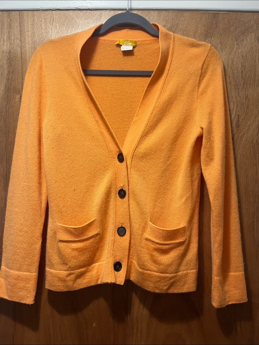 J. Crew Bright Orange V-Neck Button-Front Cardigan